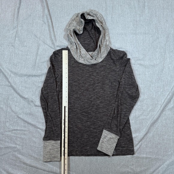 REI Hooded Pullover Womens Small Gray Black Stretch Thumbholes Zip Pocket Hiking - Picture 5 of 10